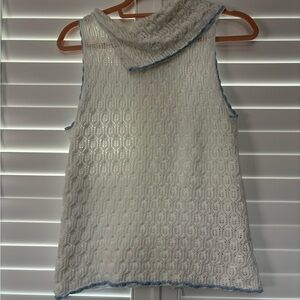 Chic White Sleeveless Cowl Neck Sweater